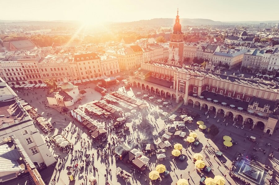 Marktplatz von Krakau von oben